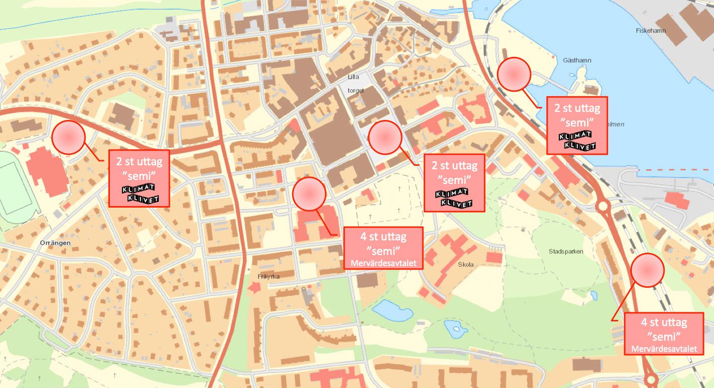 Planerade laddplatser Oskarshamn Stad